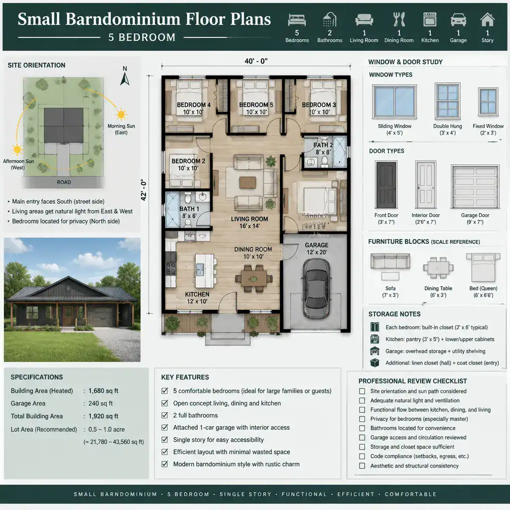 five-bedroom barndominium floor plan planning checklist