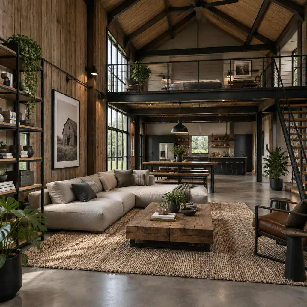 industrial-barn-house-loft-furnished-living-area