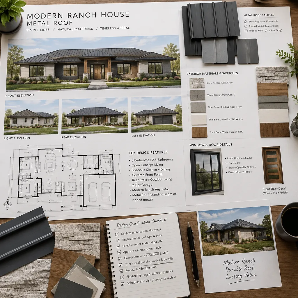 modern ranch house metal roof design planning checklist