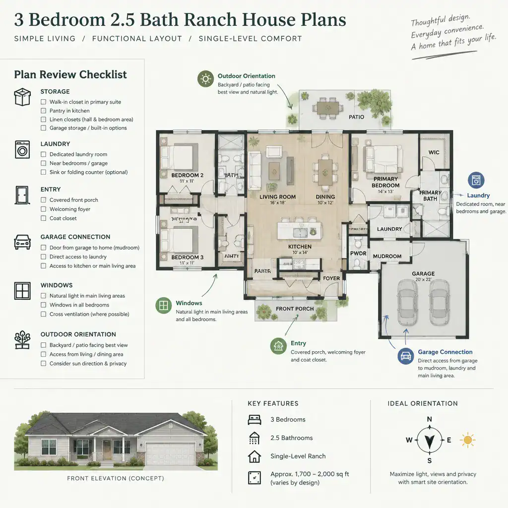 ranch house plan comparison checklist