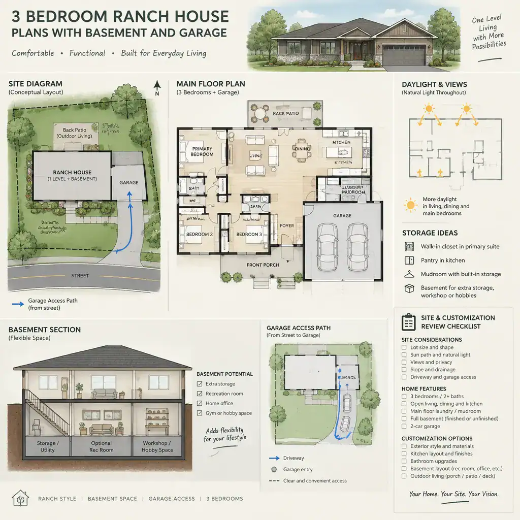 ranch house plan selection checklist with site and layout considerations