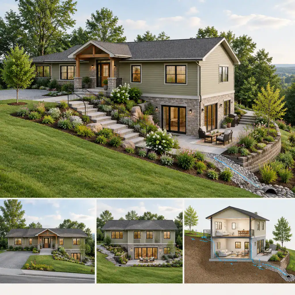sloped-lot-ranch-house-walkout-site-plan