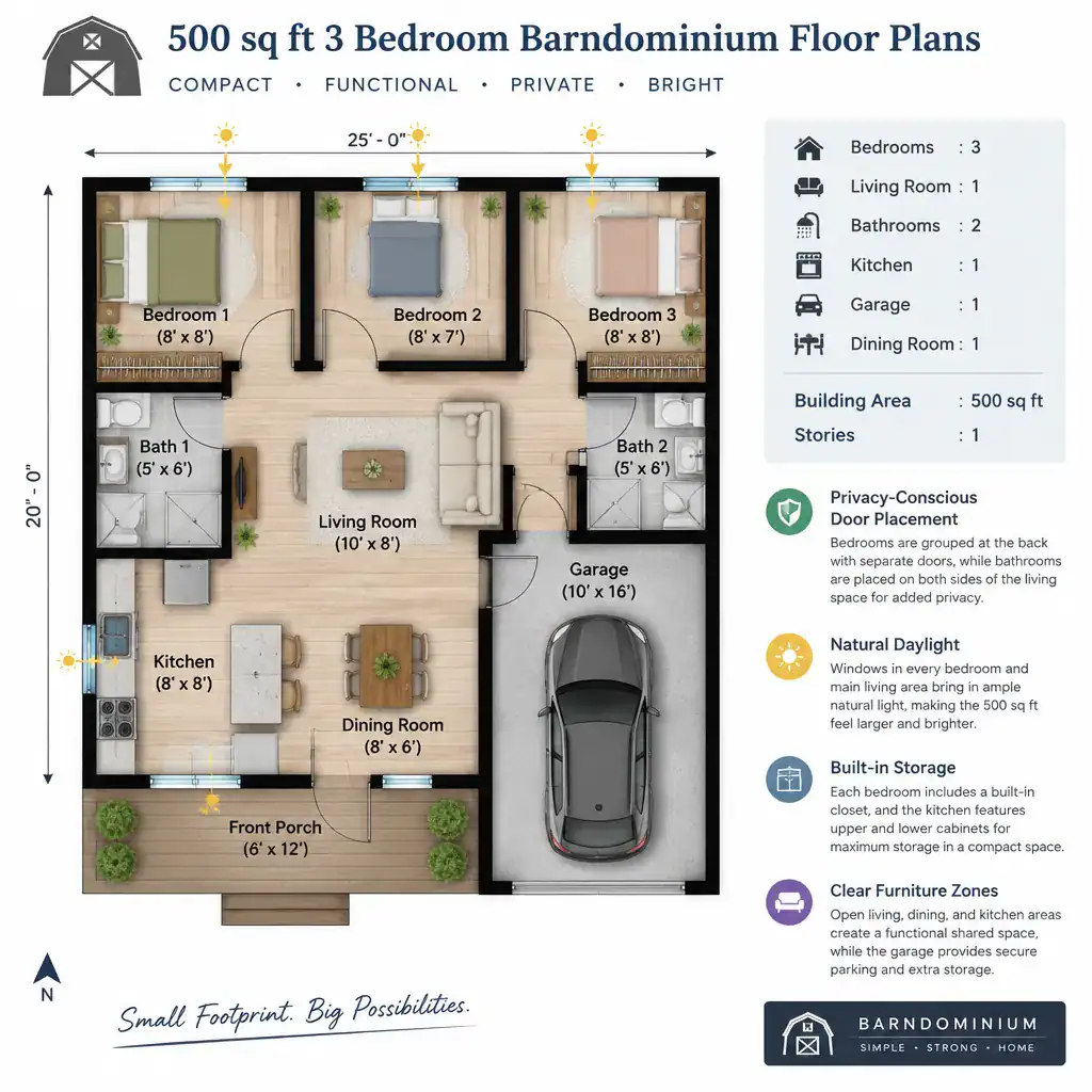 small barndominium bedroom privacy and storage planning