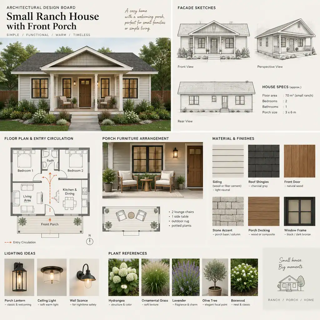 small ranch house front porch design planning board