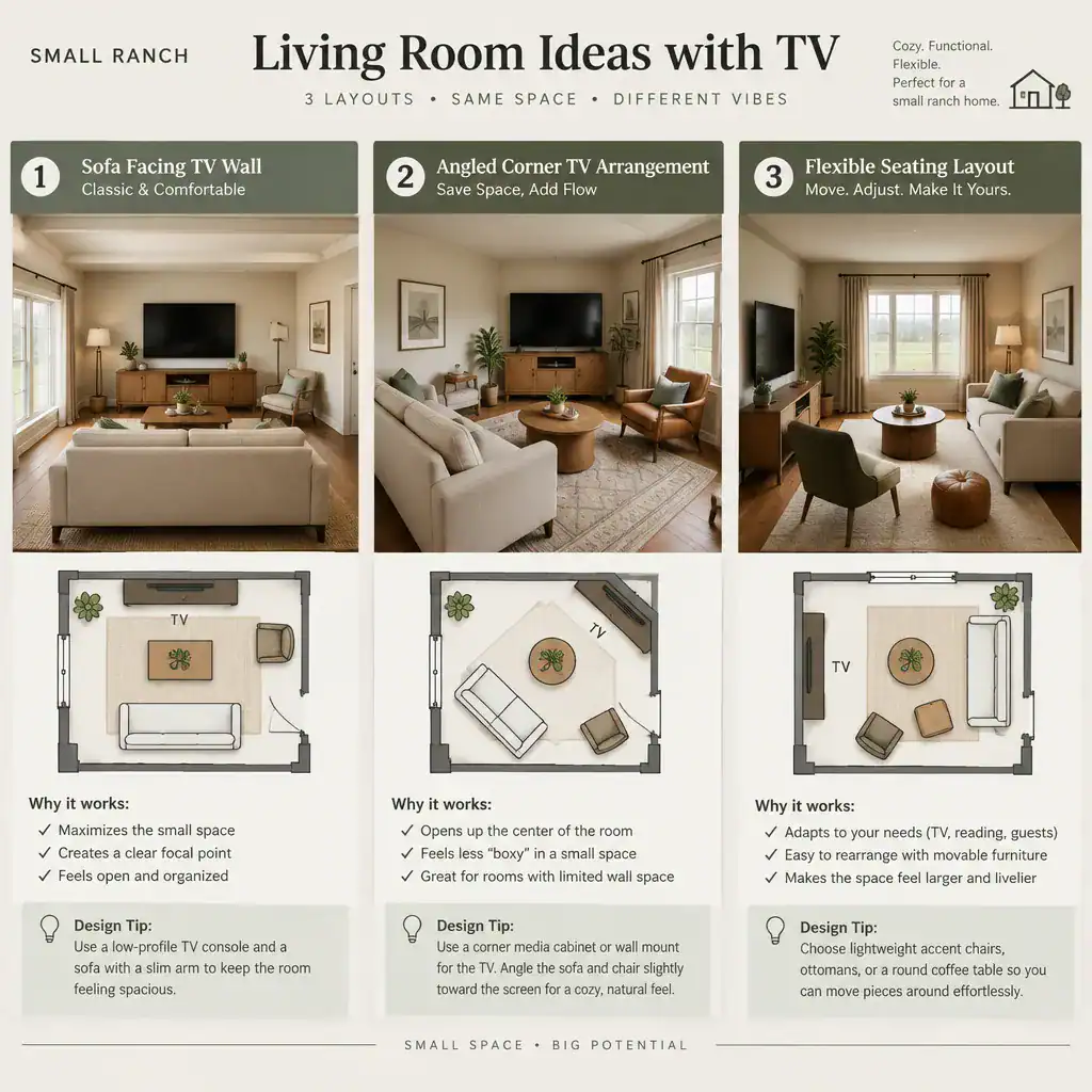 small ranch living room tv layout ideas comparison