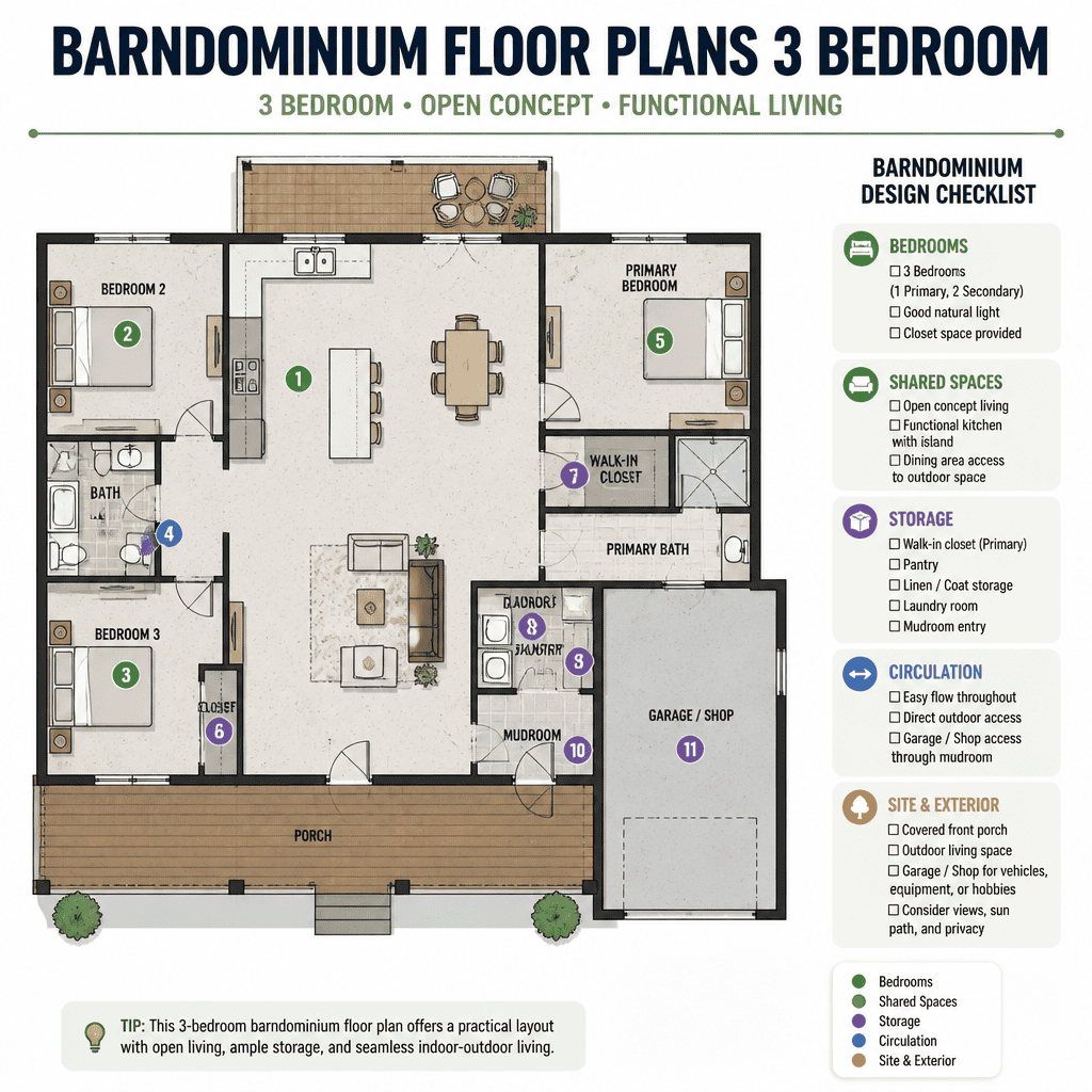 three bedroom barndominium floor plan selection checklist
