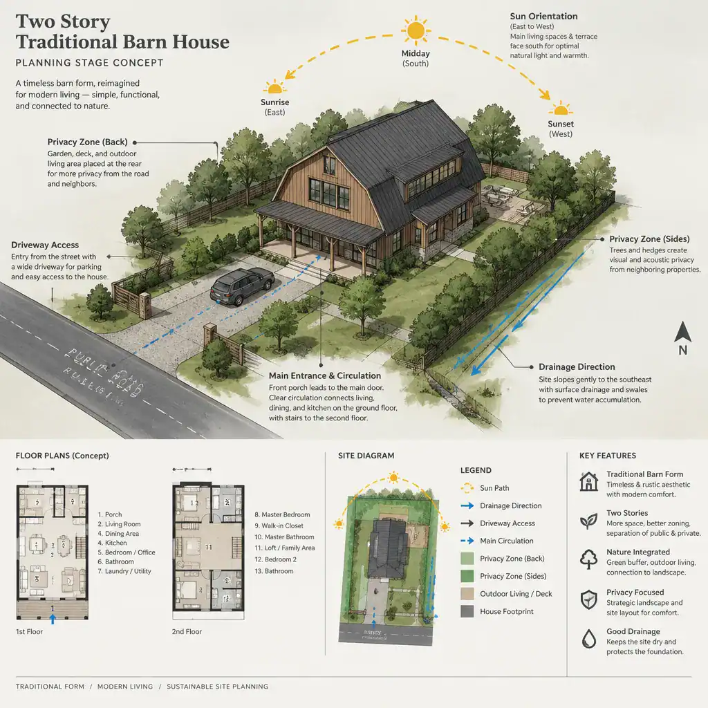 traditional barn house site planning diagram