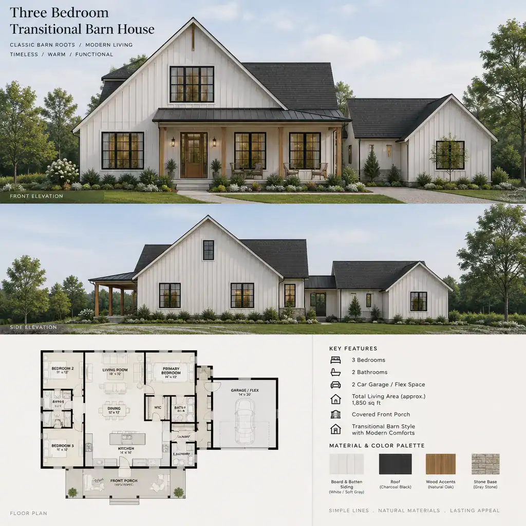 transitional barn house exterior elevations