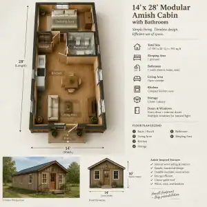 14’x28 modular amish cabin