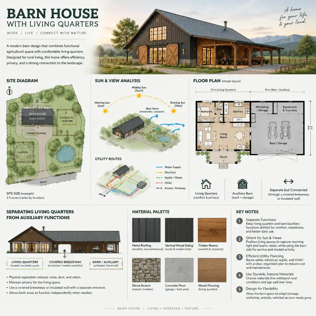 Barn house planning board with site and utility considerations