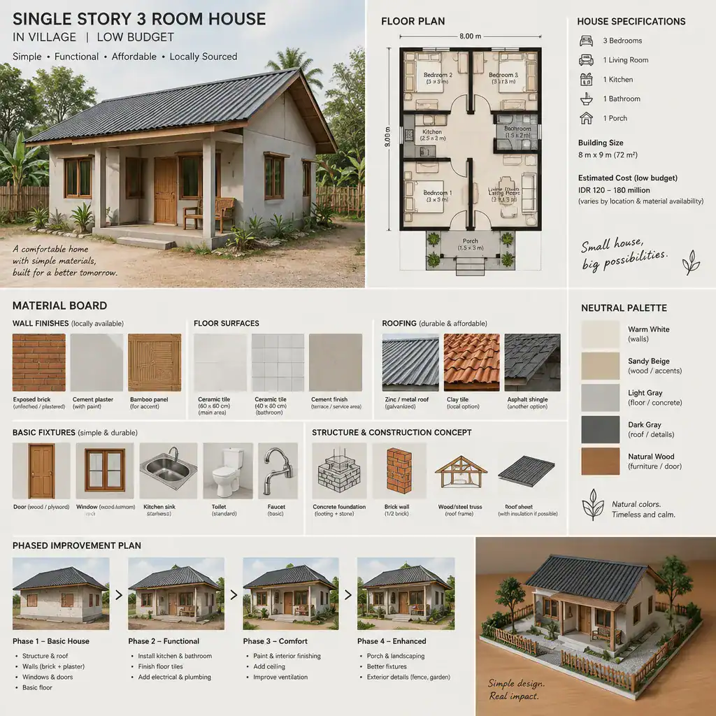 Budget-friendly materials for a village villa