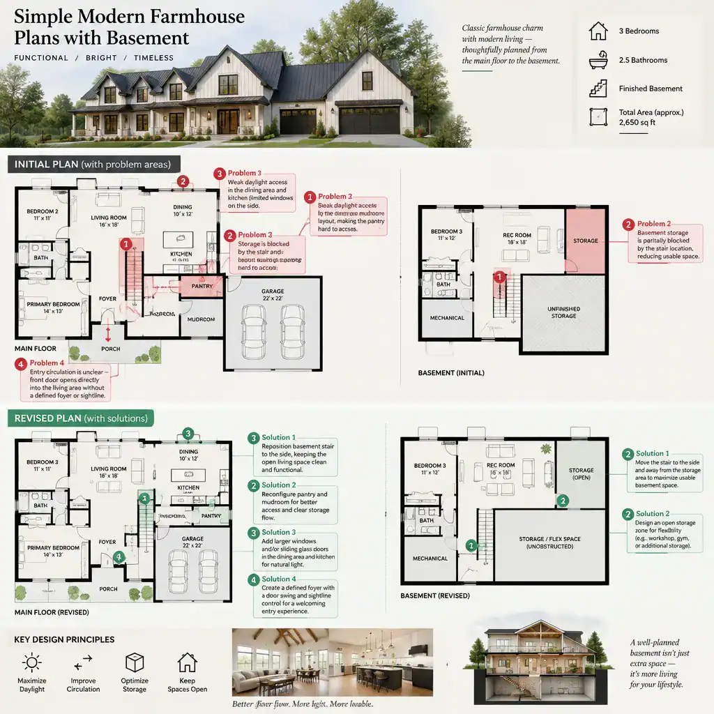 Common planning issues in farmhouse basement layouts