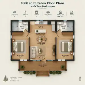 1000 sq ft cabin floor plans