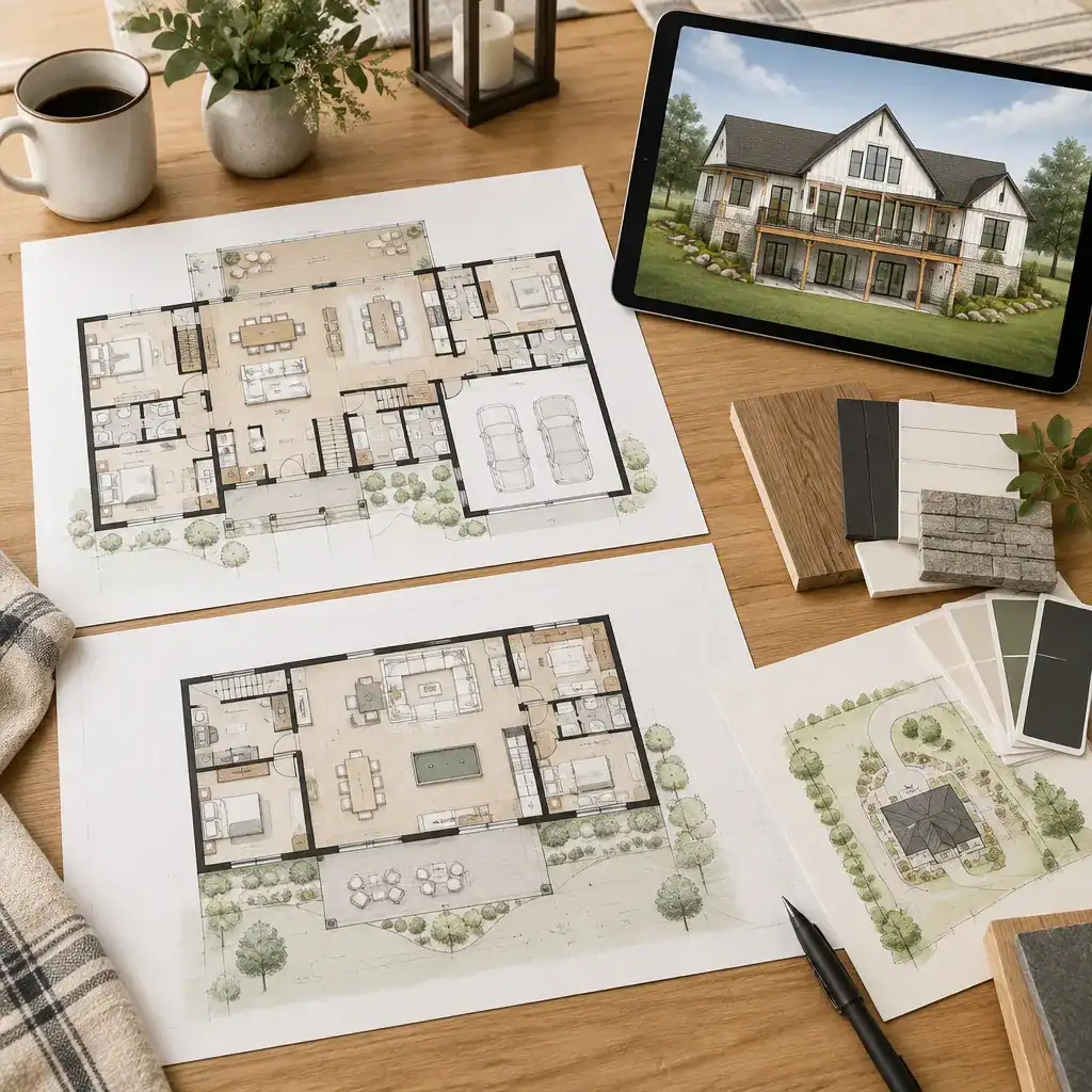 Comparing modern farmhouse walkout basement house plans