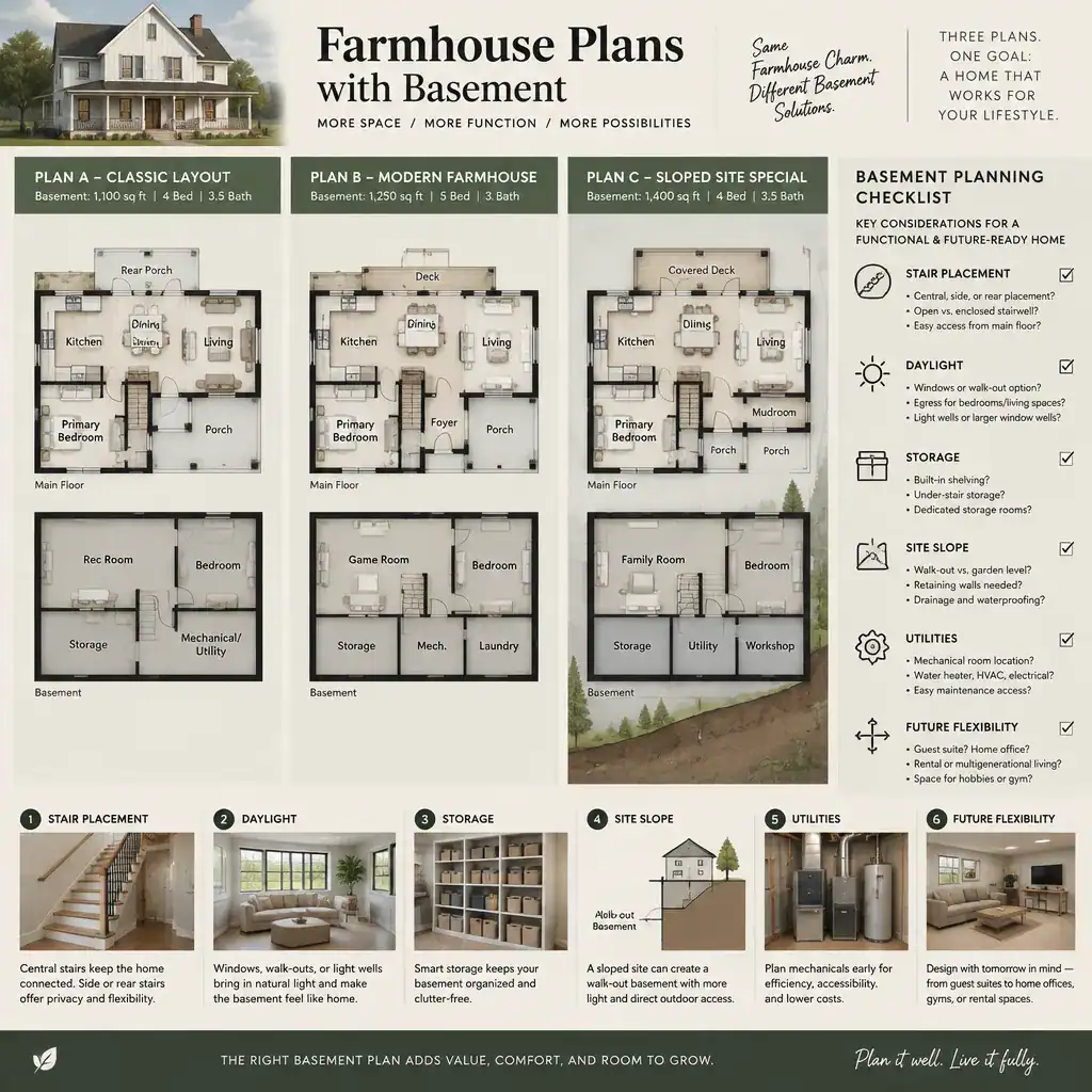 Farmhouse basement plan comparison checklist