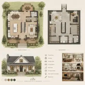 Farmhouse Plans With Basement