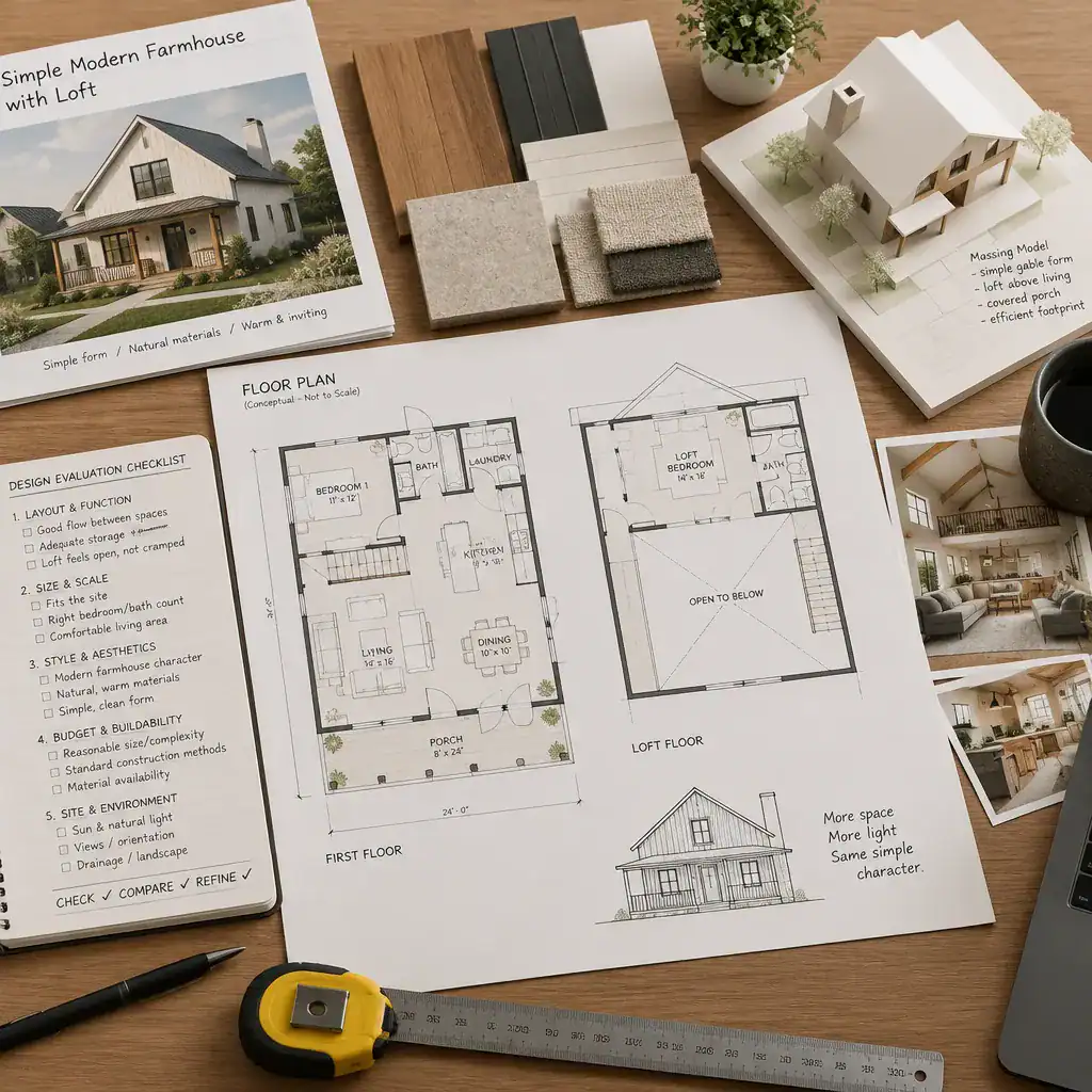 Modern farmhouse loft plan evaluation checklist