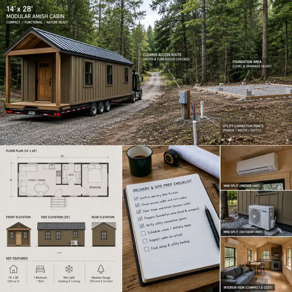 Modular cabin delivery and site preparation planning