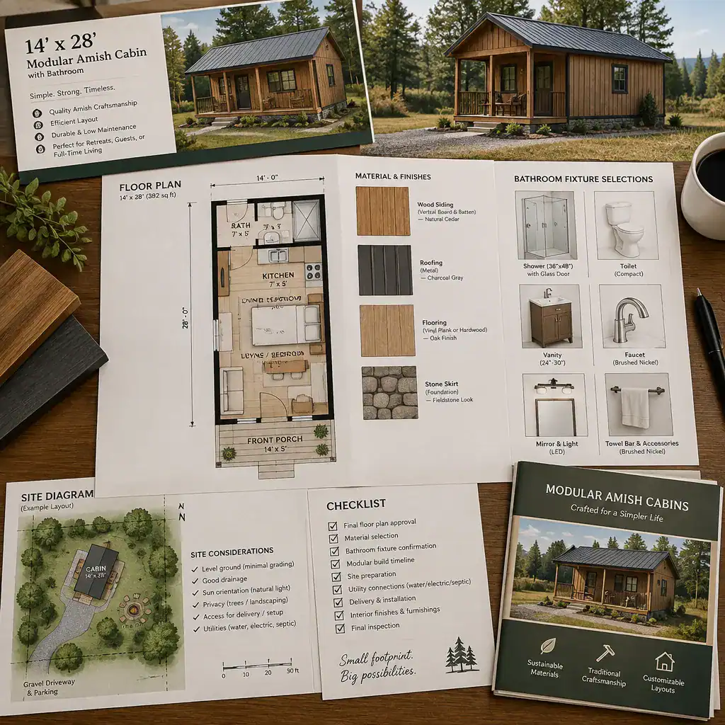 planning checklist for a modular cabin with bathroom