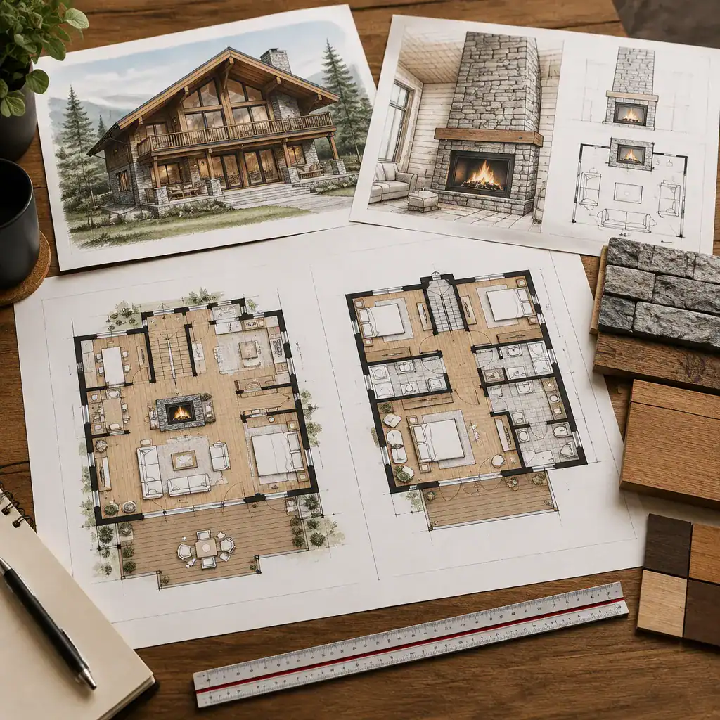 Planning checklist for a two-story chalet house plan