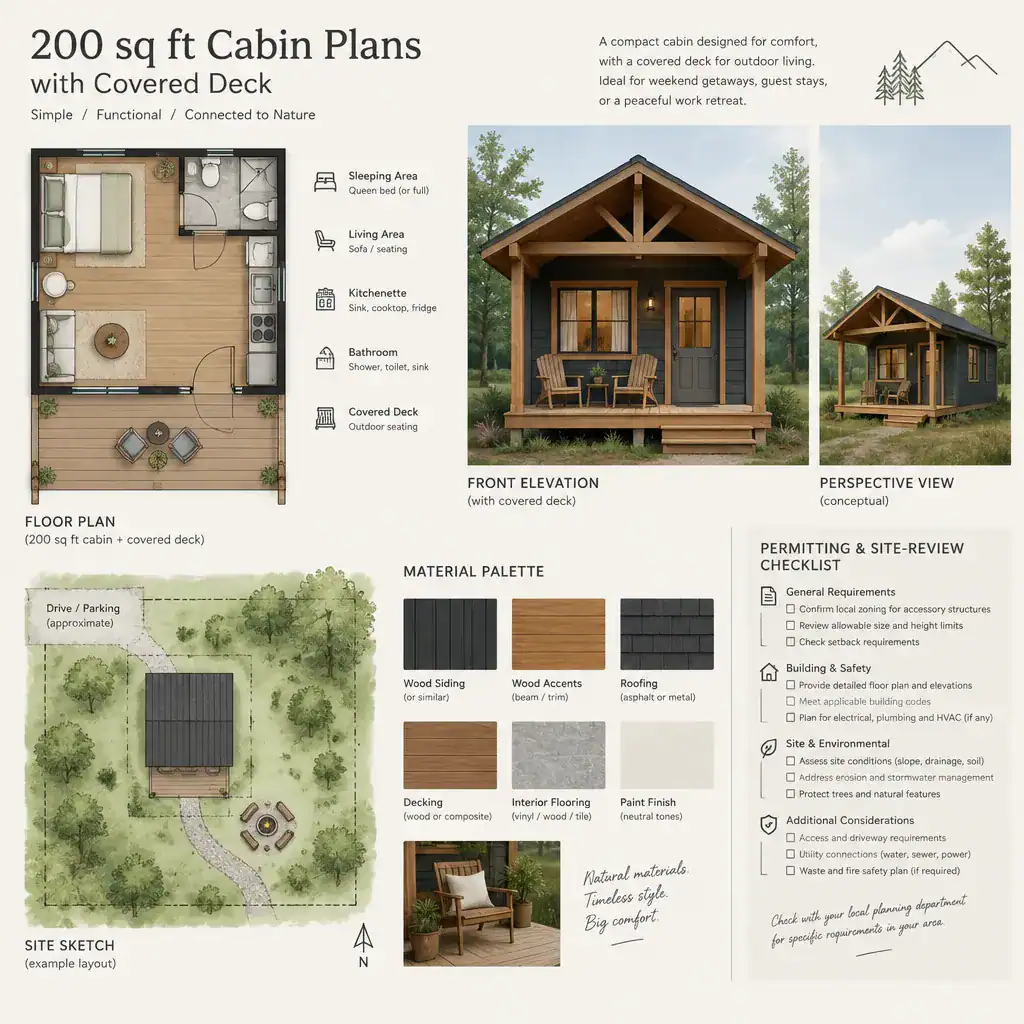 Planning checklist for selecting a small cabin plan with a covered deck