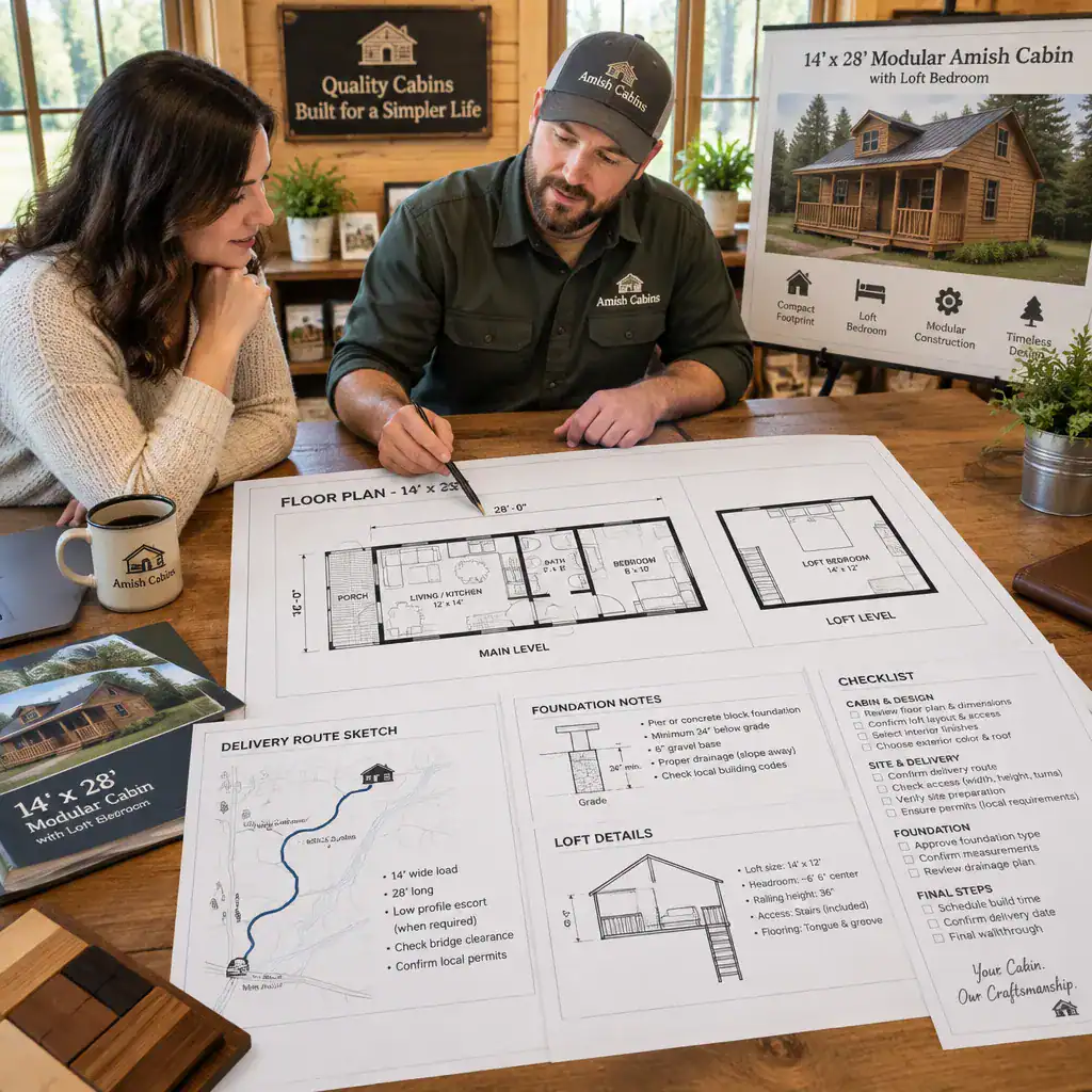 reviewing a 14 by 28 modular cabin plan and checklist