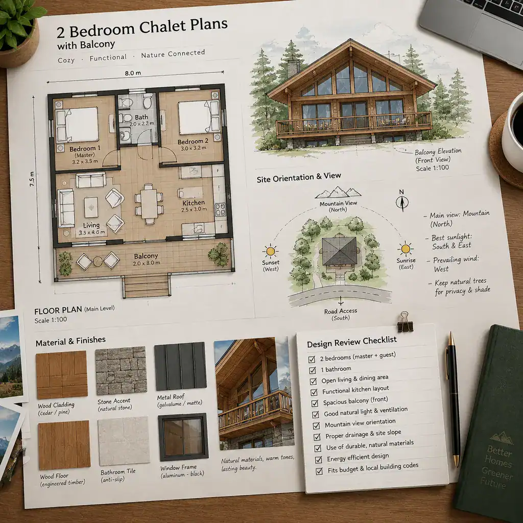 Reviewing a chalet floor plan and balcony design