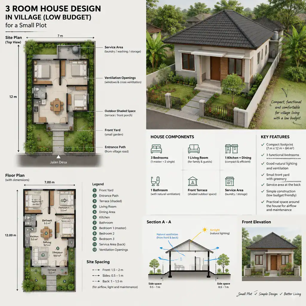 Small plot site plan for a village villa