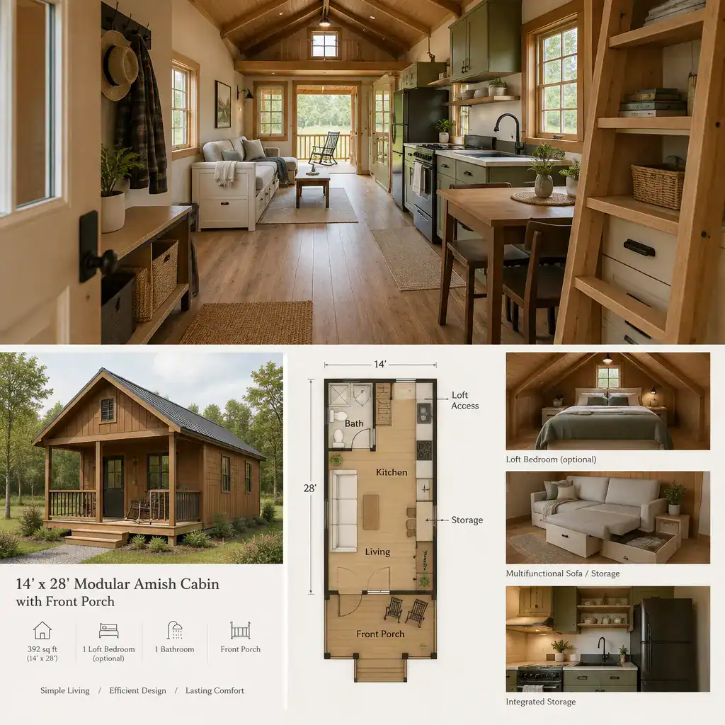 space-efficient interior of a compact modular cabin