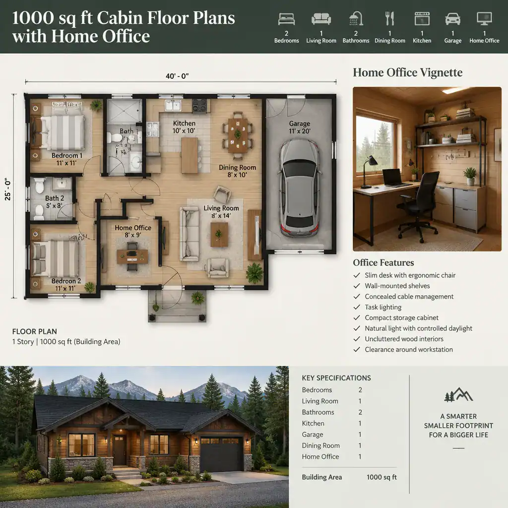 Space-saving storage and workstation ideas for a cabin home office