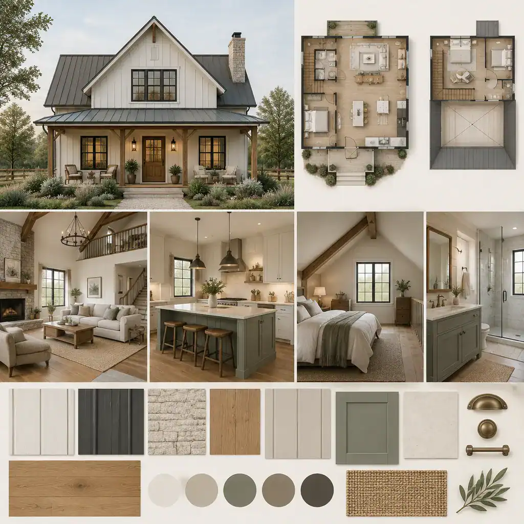 Traditional farmhouse materials and finishes for a loft home